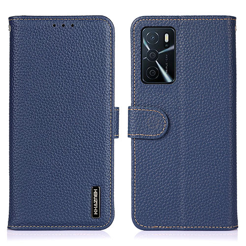 Leather Case Stands Flip Cover Holder B01H for Oppo A16 Blue