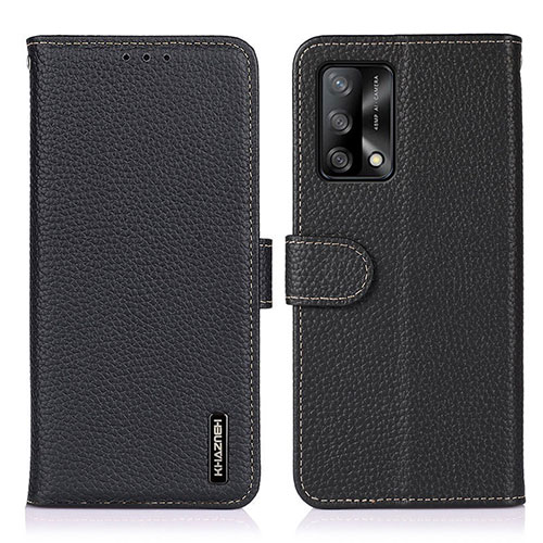 Leather Case Stands Flip Cover Holder B01H for Oppo F19 Black