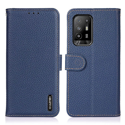 Leather Case Stands Flip Cover Holder B01H for Oppo F19 Pro+ Plus 5G Blue