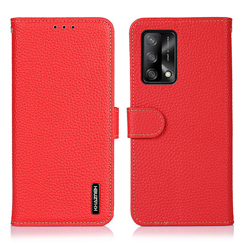 Leather Case Stands Flip Cover Holder B01H for Oppo F19 Red