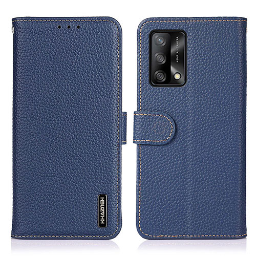 Leather Case Stands Flip Cover Holder B01H for Oppo F19s Blue