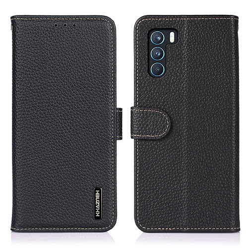 Leather Case Stands Flip Cover Holder B01H for Oppo K9 Pro 5G Black