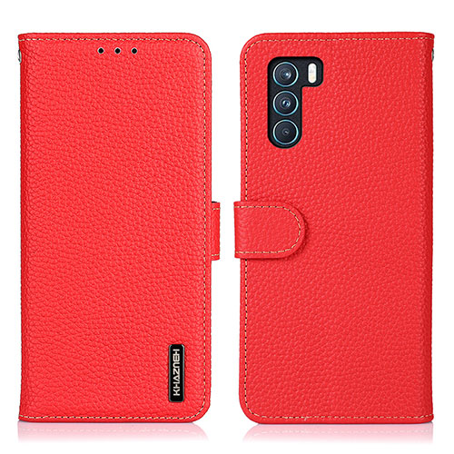 Leather Case Stands Flip Cover Holder B01H for Oppo K9 Pro 5G Red