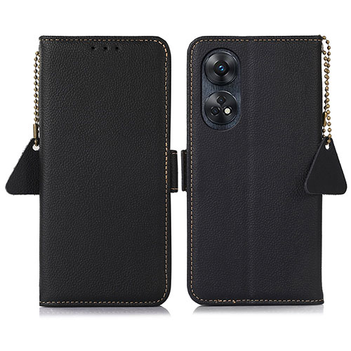 Leather Case Stands Flip Cover Holder B01H for Oppo Reno8 T 4G Black