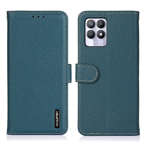 Leather Case Stands Flip Cover Holder B01H for Realme 8i Green