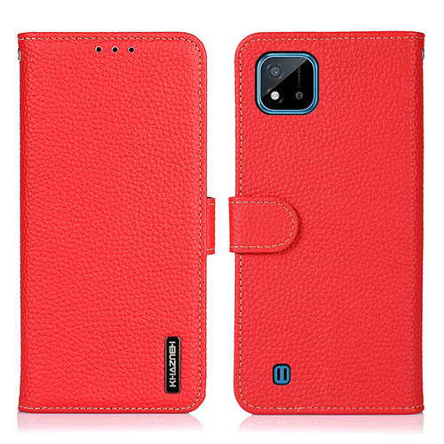 Leather Case Stands Flip Cover Holder B01H for Realme C20A Red