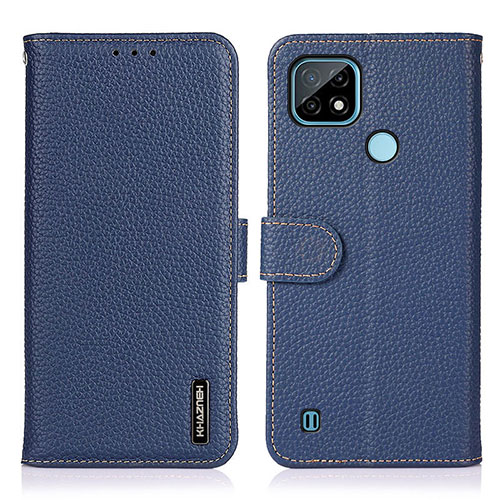 Leather Case Stands Flip Cover Holder B01H for Realme C21 Blue