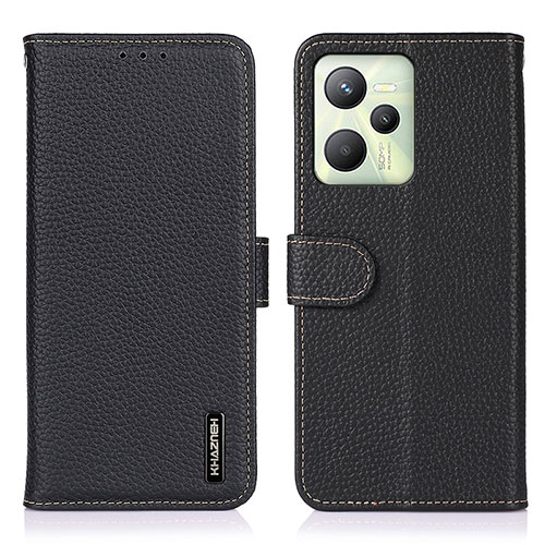 Leather Case Stands Flip Cover Holder B01H for Realme C35 Black