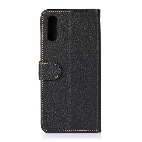 Leather Case Stands Flip Cover Holder B01H for Samsung Galaxy A02 Black