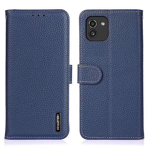 Leather Case Stands Flip Cover Holder B01H for Samsung Galaxy A03 Blue