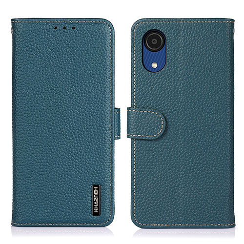 Leather Case Stands Flip Cover Holder B01H for Samsung Galaxy A03 Core Green