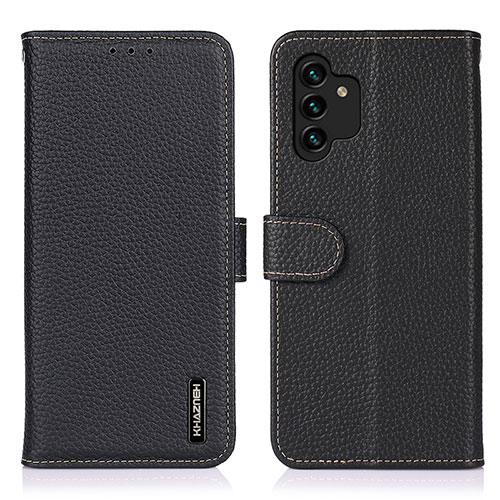 Leather Case Stands Flip Cover Holder B01H for Samsung Galaxy A13 4G Black