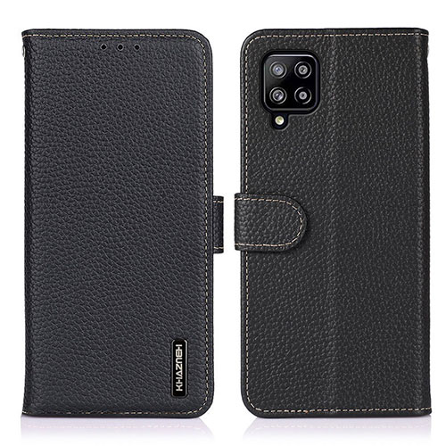 Leather Case Stands Flip Cover Holder B01H for Samsung Galaxy A22 4G Black