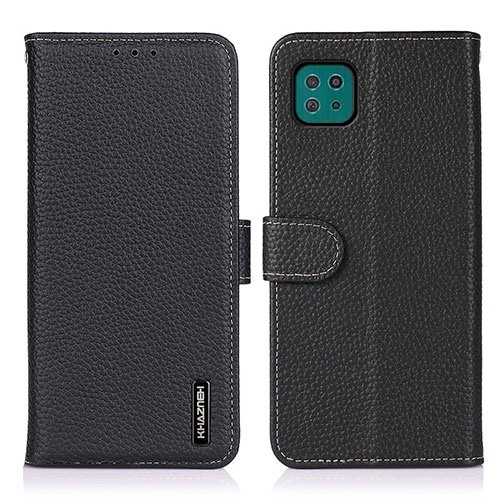 Leather Case Stands Flip Cover Holder B01H for Samsung Galaxy A22 5G Black