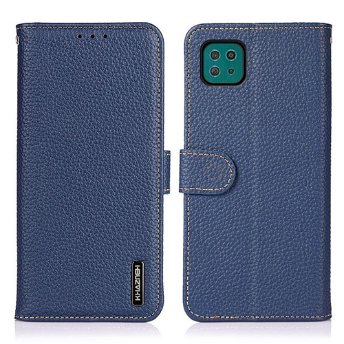 Leather Case Stands Flip Cover Holder B01H for Samsung Galaxy A22 5G Blue