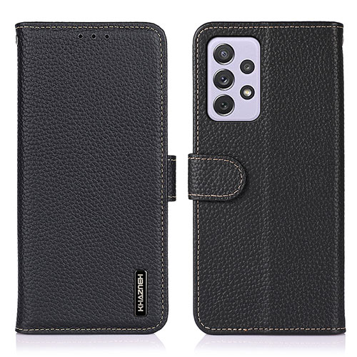 Leather Case Stands Flip Cover Holder B01H for Samsung Galaxy A73 5G Black