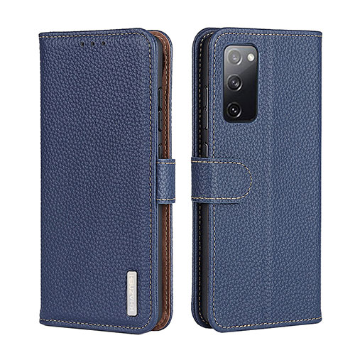 Leather Case Stands Flip Cover Holder B01H for Samsung Galaxy F02S SM-E025F Blue