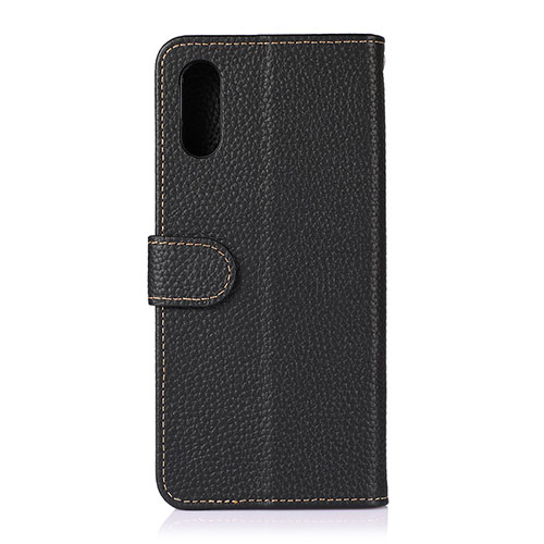 Leather Case Stands Flip Cover Holder B01H for Samsung Galaxy M02 Black