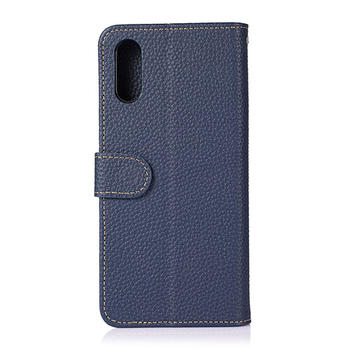 Leather Case Stands Flip Cover Holder B01H for Samsung Galaxy M02 Blue