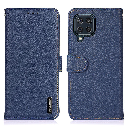 Leather Case Stands Flip Cover Holder B01H for Samsung Galaxy M32 4G Blue