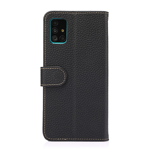 Leather Case Stands Flip Cover Holder B01H for Samsung Galaxy M40S Black