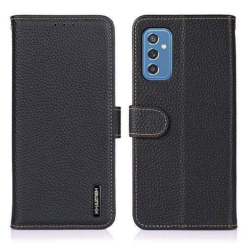 Leather Case Stands Flip Cover Holder B01H for Samsung Galaxy M52 5G Black