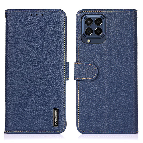 Leather Case Stands Flip Cover Holder B01H for Samsung Galaxy M53 5G Blue