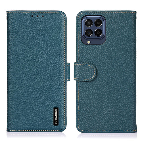 Leather Case Stands Flip Cover Holder B01H for Samsung Galaxy M53 5G Green