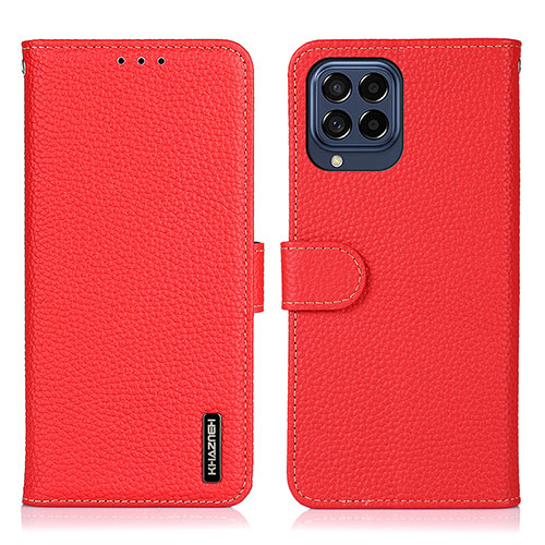 Leather Case Stands Flip Cover Holder B01H for Samsung Galaxy M53 5G Red