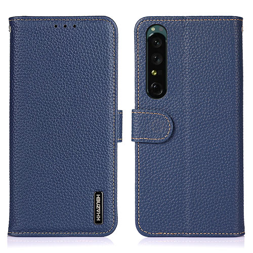 Leather Case Stands Flip Cover Holder B01H for Sony Xperia 1 IV Blue