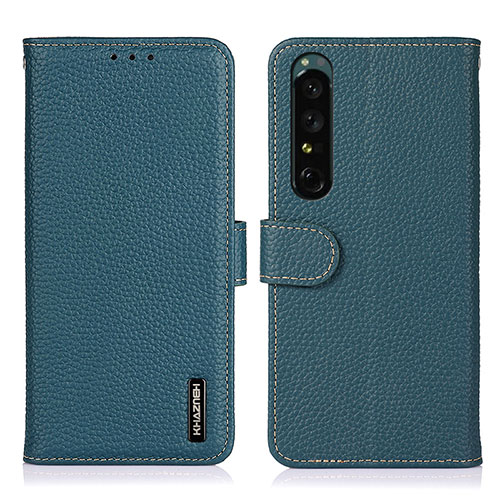 Leather Case Stands Flip Cover Holder B01H for Sony Xperia 1 IV Green