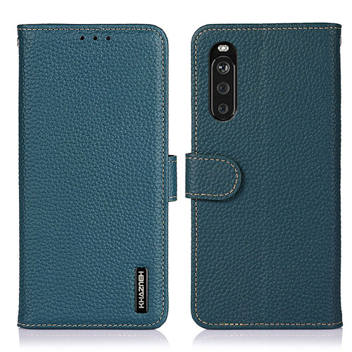 Leather Case Stands Flip Cover Holder B01H for Sony Xperia 10 III Lite Green