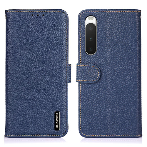 Leather Case Stands Flip Cover Holder B01H for Sony Xperia 10 IV SO-52C Blue