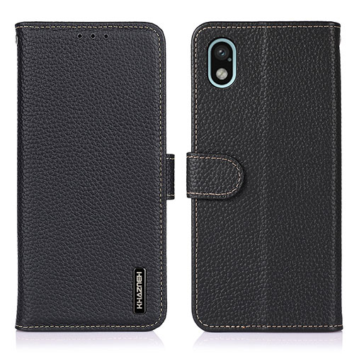 Leather Case Stands Flip Cover Holder B01H for Sony Xperia Ace III SO-53C Black