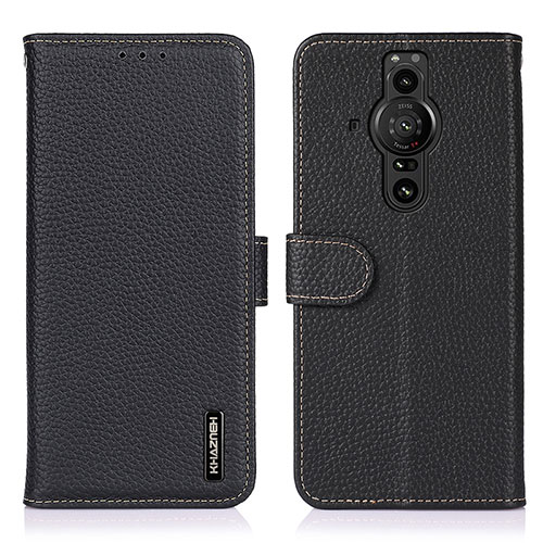 Leather Case Stands Flip Cover Holder B01H for Sony Xperia PRO-I Black