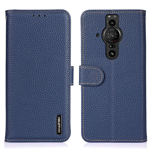 Leather Case Stands Flip Cover Holder B01H for Sony Xperia PRO-I Blue