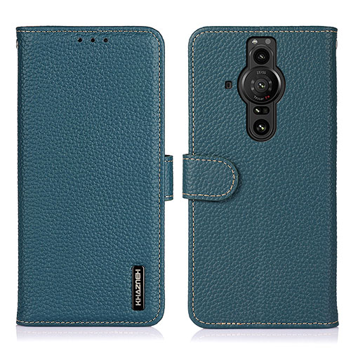 Leather Case Stands Flip Cover Holder B01H for Sony Xperia PRO-I Green