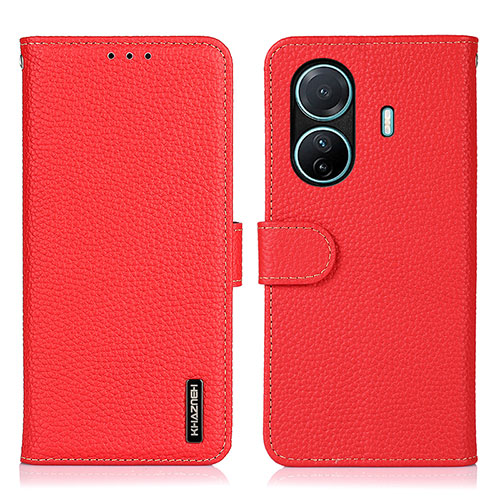 Leather Case Stands Flip Cover Holder B01H for Vivo T1 5G Red