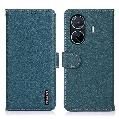 Leather Case Stands Flip Cover Holder B01H for Vivo T1 Pro 5G Green