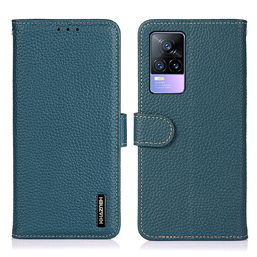 Leather Case Stands Flip Cover Holder B01H for Vivo V21e 4G Green