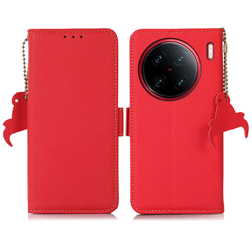 Leather Case Stands Flip Cover Holder B01H for Vivo X90 Pro 5G Red