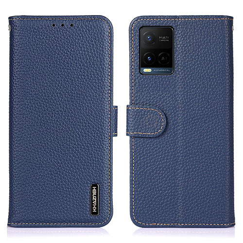 Leather Case Stands Flip Cover Holder B01H for Vivo Y32 4G Blue