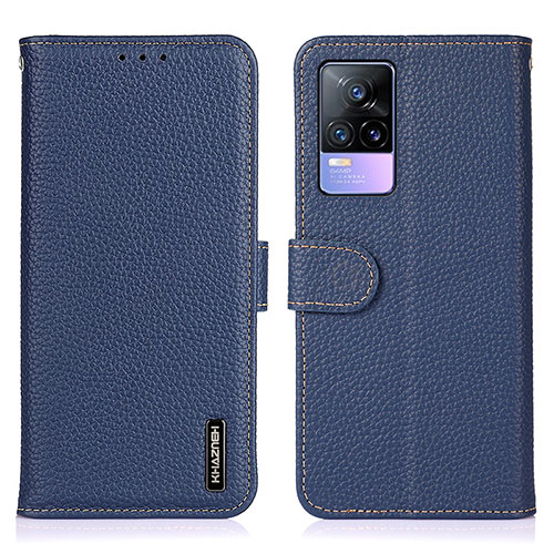 Leather Case Stands Flip Cover Holder B01H for Vivo Y73 (2021) Blue