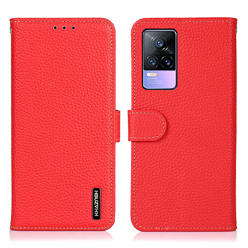 Leather Case Stands Flip Cover Holder B01H for Vivo Y73 (2021) Red