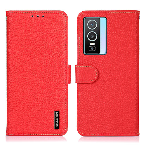 Leather Case Stands Flip Cover Holder B01H for Vivo Y74s 5G Red