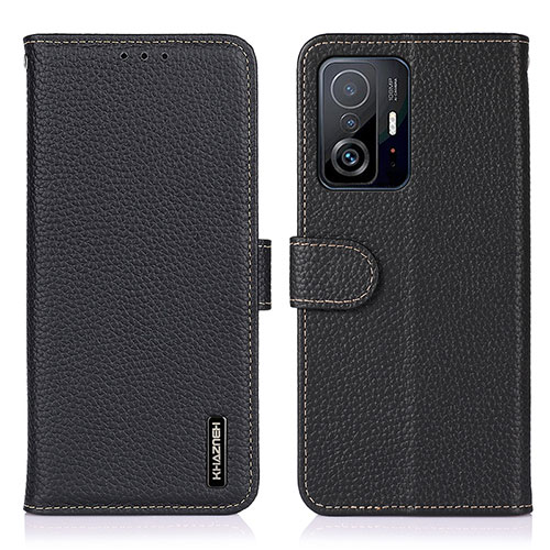 Leather Case Stands Flip Cover Holder B01H for Xiaomi Mi 11T Pro 5G Black