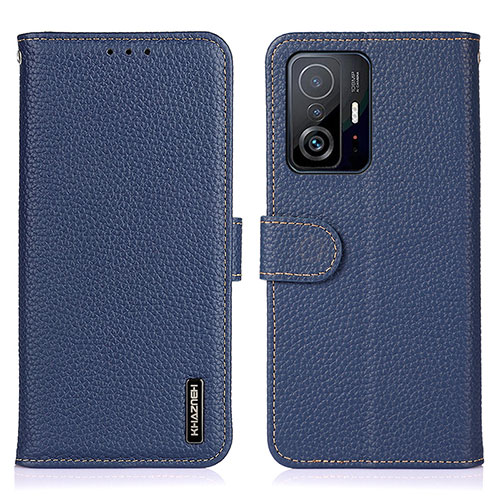 Leather Case Stands Flip Cover Holder B01H for Xiaomi Mi 11T Pro 5G Blue