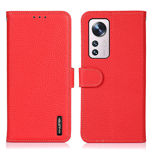 Leather Case Stands Flip Cover Holder B01H for Xiaomi Mi 12 5G Red