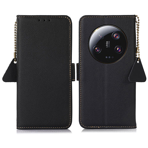 Leather Case Stands Flip Cover Holder B01H for Xiaomi Mi 13 Ultra 5G Black