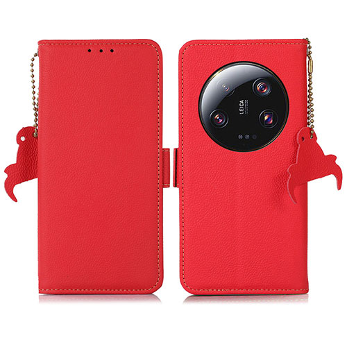 Leather Case Stands Flip Cover Holder B01H for Xiaomi Mi 13 Ultra 5G Red